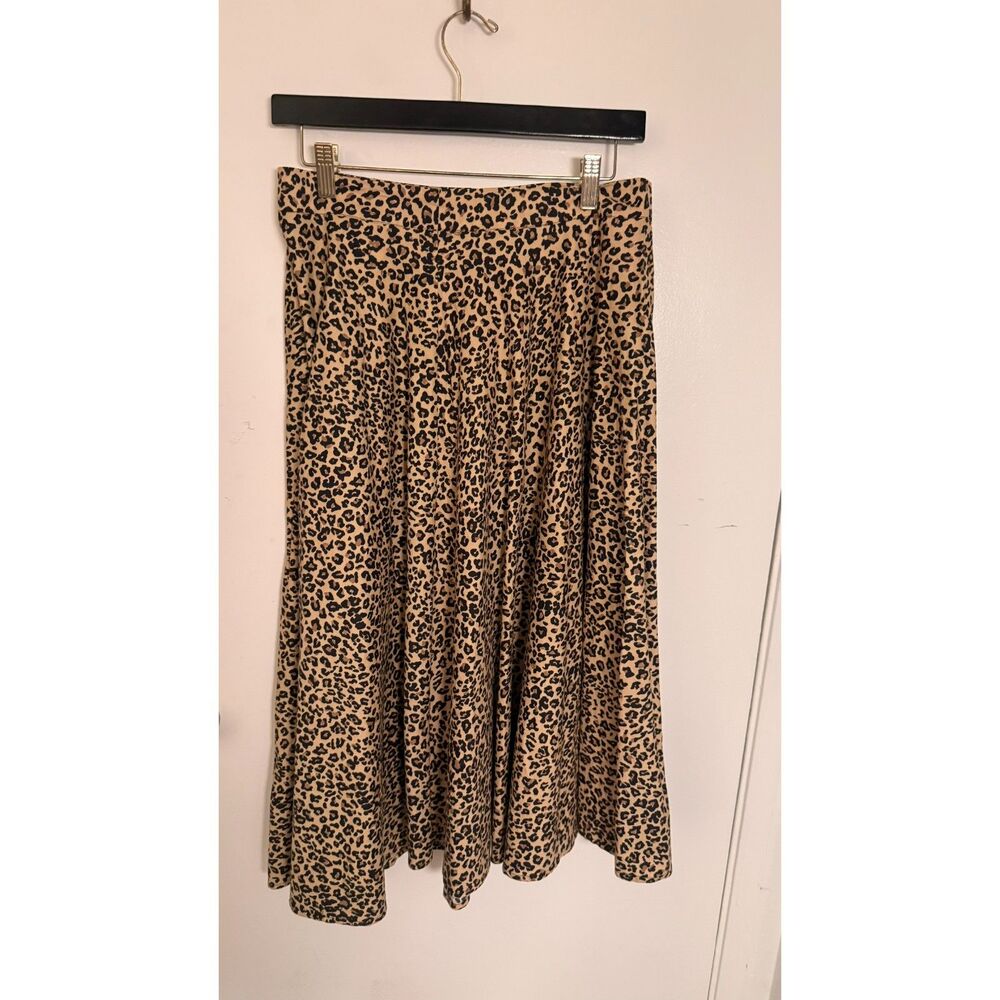 FARM Rio Leopard Print High Waisted Flared A Line Midi Skirt Medium M